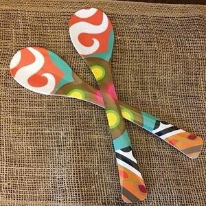 Two French Bull High-grade Melamine Serving Spoons. Fun retro MCM Vibe.